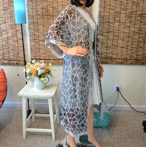 Siren Lily Sheer Mesh Embroidered Kimono